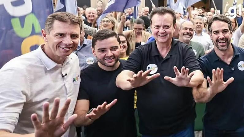 Ernani Polo, Gabriel Souza, Gilberto Kassab e Eduardo Leite — Foto: Divulgação