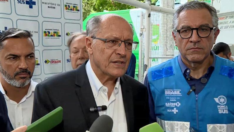Alckmin durante visita ao Espírito Santo — Foto: Reprodução/ TV Gazeta
