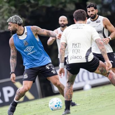 Neymar fica de fora do treino do Santos e Gabigol trabalha com bola
