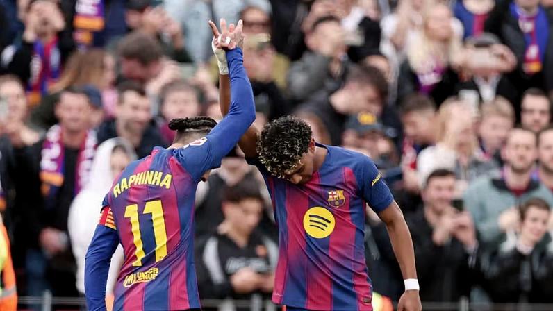 Barcelona vai precisar do brilho de Raphinha e Lamine Yamal para chegar na final da Copa do Rei — Foto: Getty Images