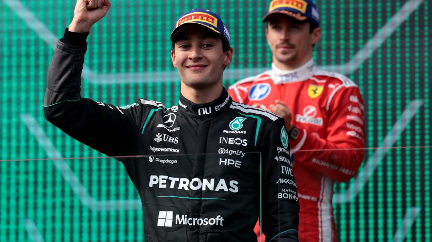 George Russell comemora vitória no GP da Austrália de F1 — Foto: Anni Graf - Formula 1/Formula 1 via Getty Images
