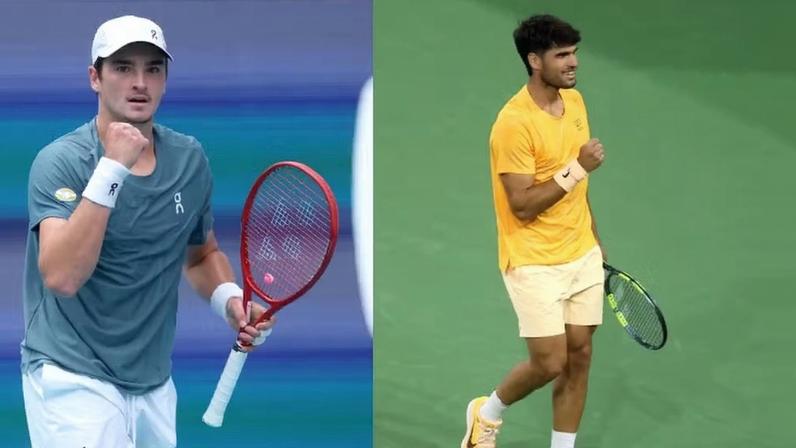 No maior desafio da carreira, João Fonseca enfrenta Carlos Alcaraz — Foto: Getty Images