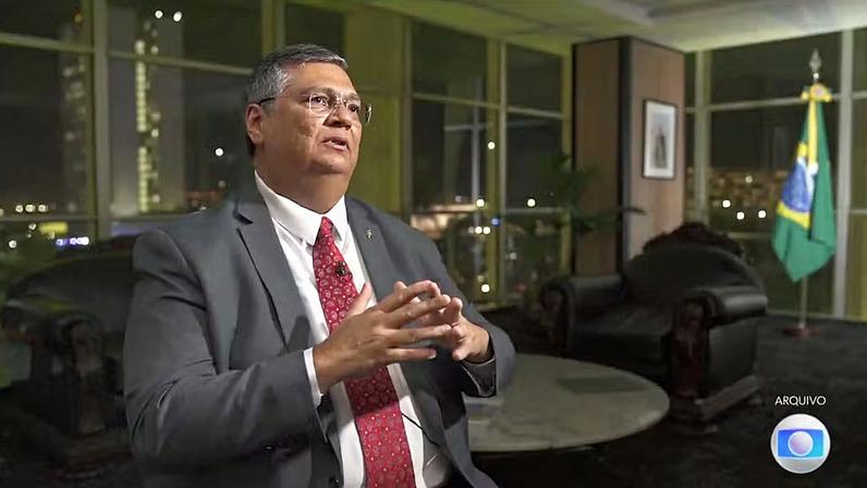 Ministro do STF Flávio Dino em entrevista à TV Globo. — Foto: Jornal Nacional/ Reprodução