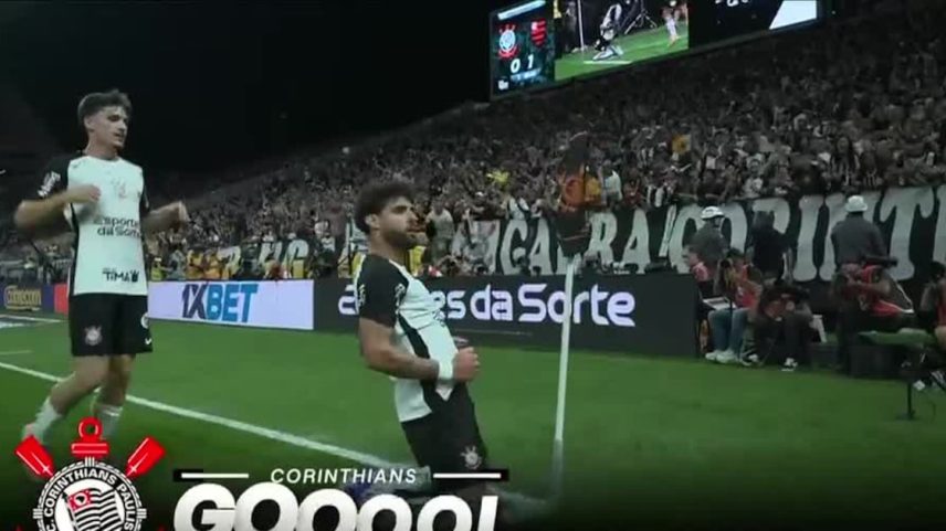 Corinthians empata após passe de Memphis para Bidu cruzar para Yuri