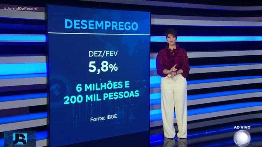 Desemprego fica em 5,8% em trimestre terminado em fevereiro
