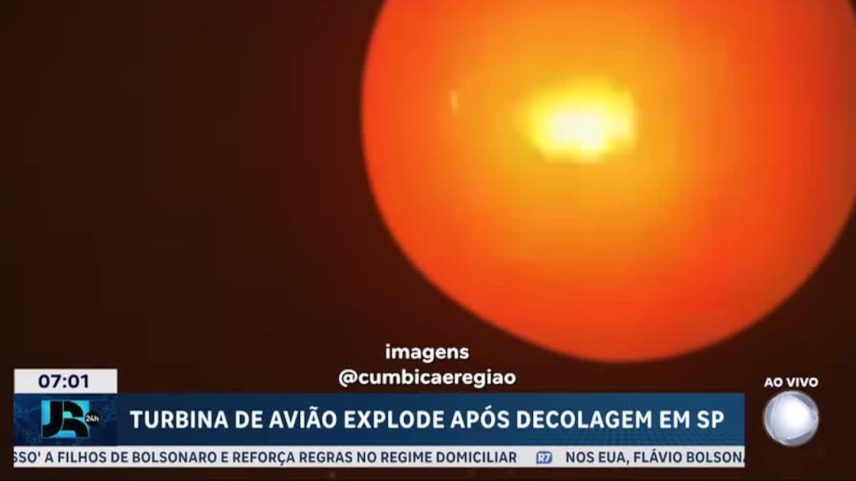Avião que seguia para os EUA faz pouso de emergência em Guarulhos após turbina explodir