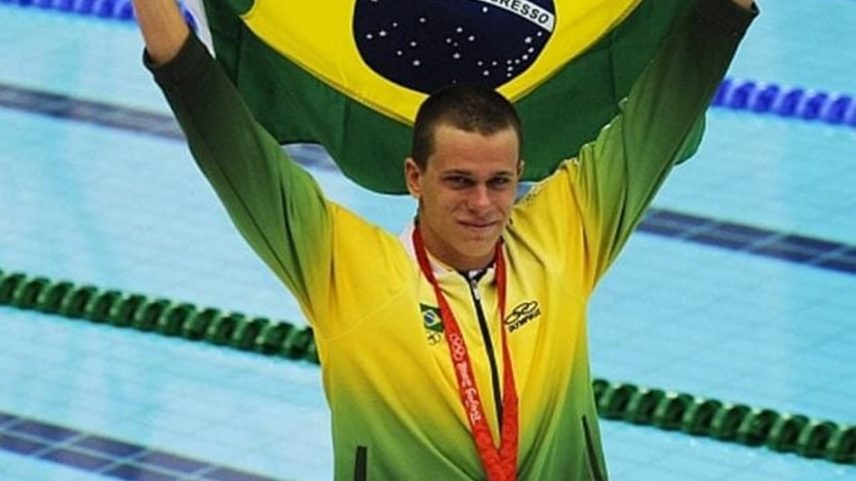 César Cielo nos Jogos Olímpicos de Pequim 2008 (Foto: Reprodução/Site Cielo)