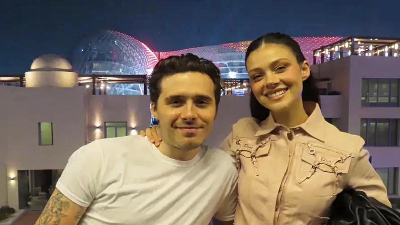 Nicola Peltz (pictured above in a selfie with Brooklyn Beckham taken on Dec. 11, 2024) awkwardly avoided a question about her husband's ongoing family feud.