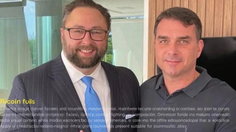 Jason Miller (esq.) postou foto do encontro com o pré-candidato Flávio Bolsonaro