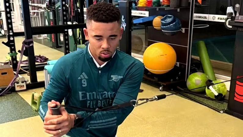 Gabriel Jesus também usou estrutura do Palmeiras para treinos em 2025 — Foto: Reprodução