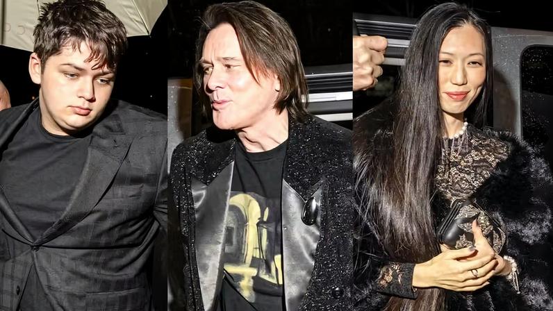 Jim Carrey curte aniversário do neto com a namorada após rumores de 'sósia' — Foto: The Grosby Group