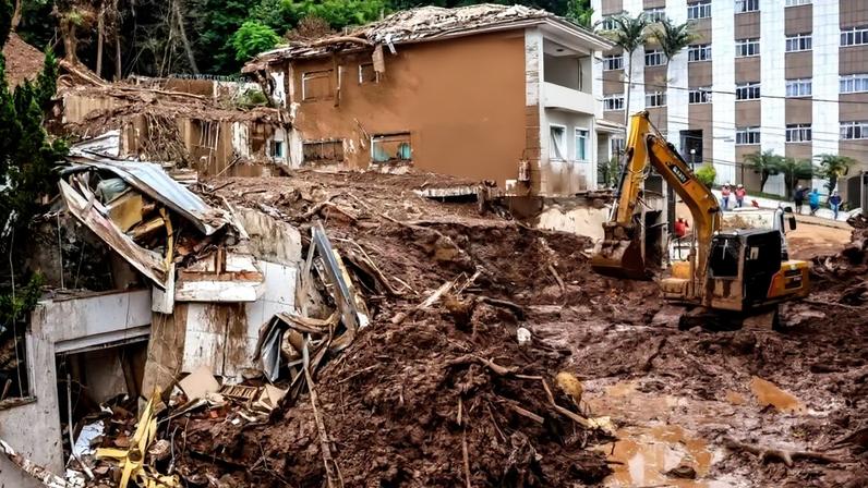 Buscas pelo corpo do último desaparecido em Juiz de Fora, um menino de 9 anos, após deslizamento de terra no bairro Paineiras. Foto: Tânia Rego/Agência Brasil
