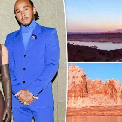 Kim Kardashian e Lewis Hamilton compartilham fotos de viagem no Lake Powell