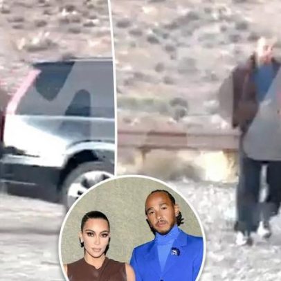 Kim Kardashian e Lewis Hamilton observam pôr do sol no deserto no Arizona
