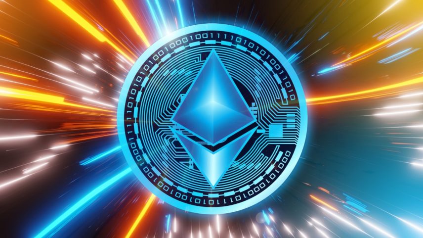 logo do ethereum com luzes ao redor - alta