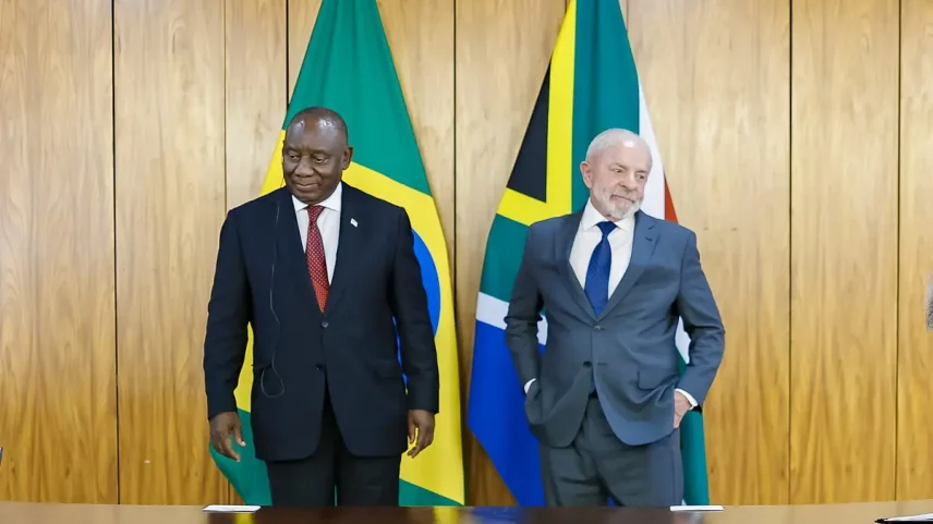 Lula e Ramaphosa, membros dos Brics, se reuniram em Brasília em meio ao conflito no Oriente Médio.