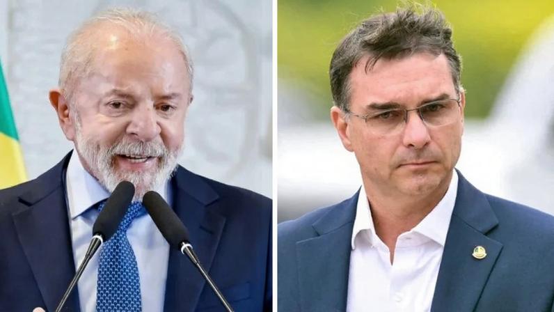 O presidente Lula (PT) e o senador Flávio Bolsonaro (PL). Fotos: Ricardo Stuckert/PR e Evaristo Sá/AFP