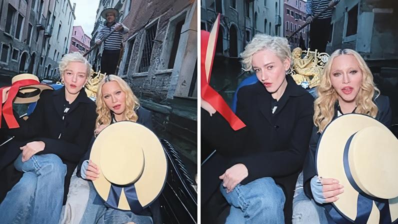 Madonna e Julia Garner recriam cena do clipe de "Like A Virgin" em Veneza