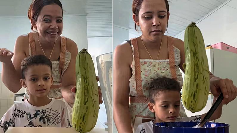 Giselle Calixto criou maneira inusitada de introduzir legumes e outros ingredientes na alimentação do filho autista — Foto: Reprodução/Instagram