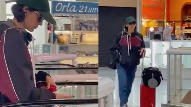 Bruna Marquezine usa look estiloso para embarcar no Rio — Foto: Priscila Silva / AgNews