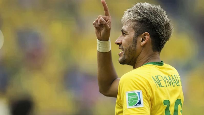 Neymar comemora gol contra Camarões na Copa do Mundo de 2014