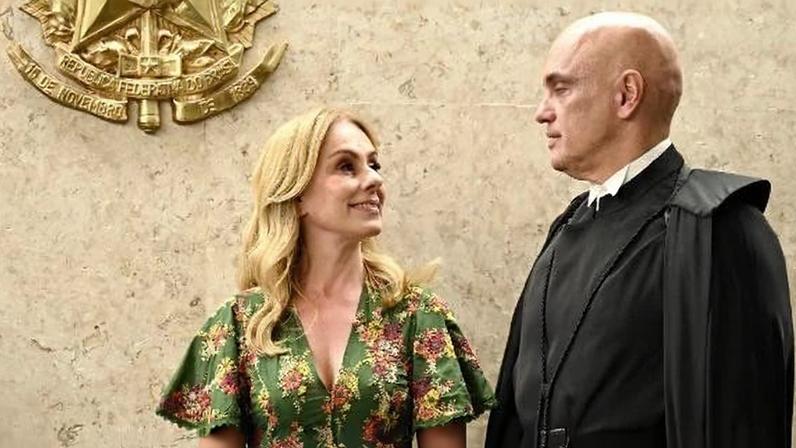 O ministro Alexandre de Moraes e a esposa, advogada Viviane Barci de Moraes, durante a posse de Edson Fachin na presidência do Supremo