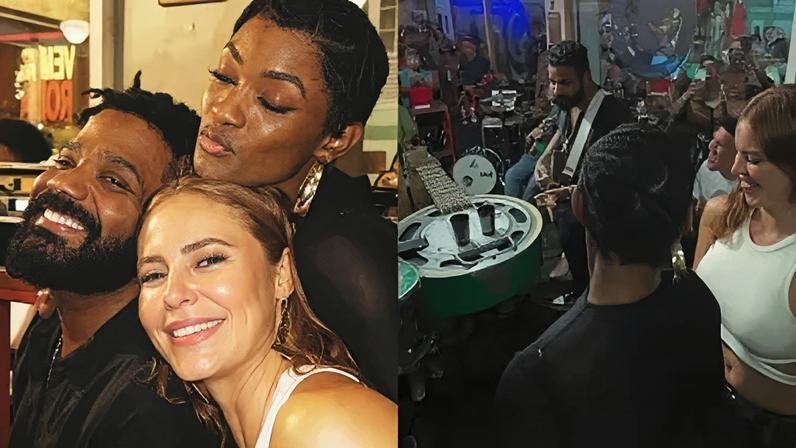 Paolla Oliveira e Erika Januza participam de roda de samba de Arlindinho