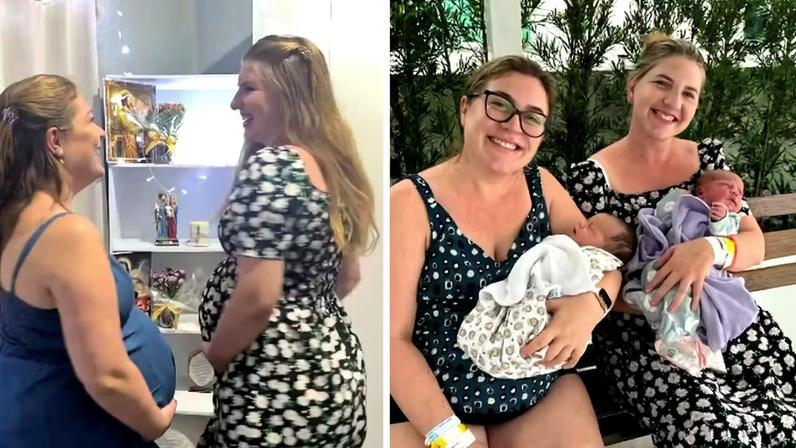 Bebês nasceram com horas de diferença — Foto: Reprodução/Instagram
