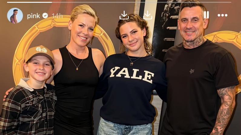 Pink shared a family photo on her Instagram Stories Saturday.