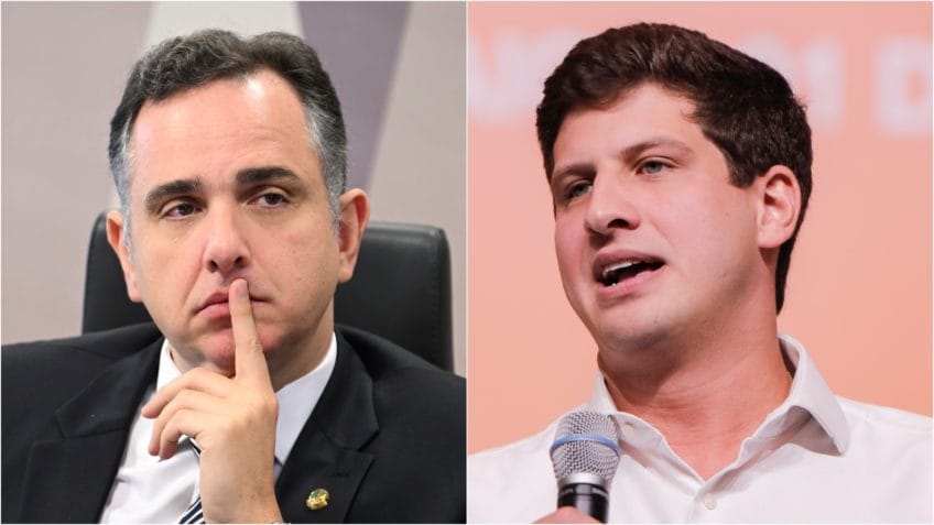 Na imagem, o senador Rodrigo Pacheco (à esq.) e o prefeito do Recife, João Campos (à dir.)