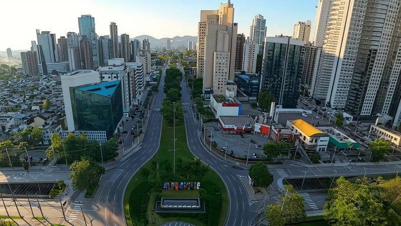 Centro histórico de cidade mineira com igrejas e casario colonial ao entardecer