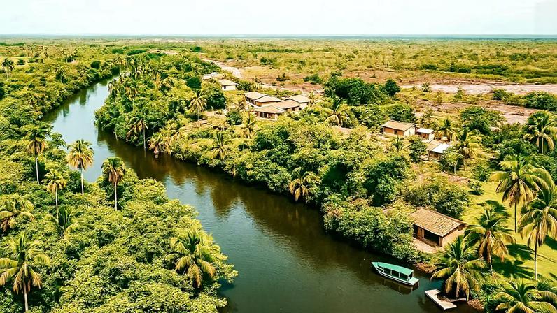 Vista aérea do Rio Tocantins, região Tocantina MA. Crédito: penaestrada.blog.br.