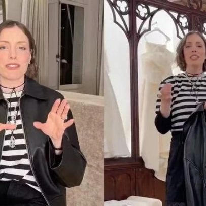 Fabi Justus prova vestidos em Paris e acredita ter encontrado o ideal