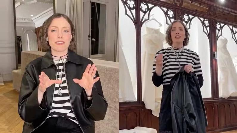 Fabi Justus prova vestidos em Paris e acredita ter encontrado o ideal