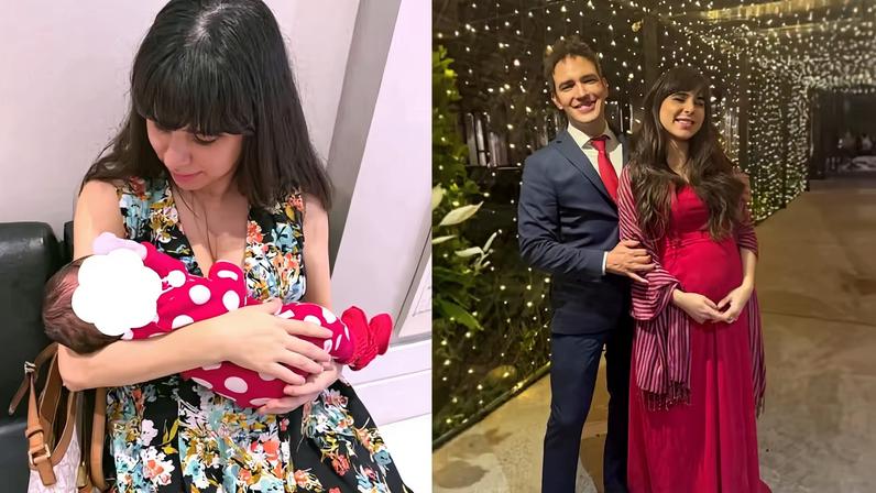 Esposa de Alessandro Jodar mostra primeira foto da filha recém-nascida