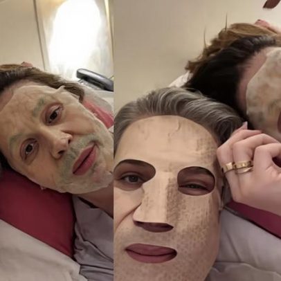 Claudia Raia e Jarbas Homem de Mello compartilham risos na rotina de skin care
