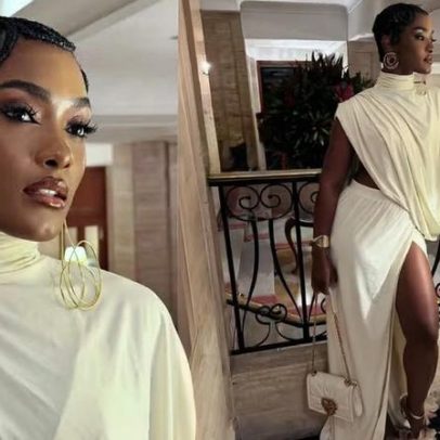 Erika Januza aparece com vestido de fenda em novos cliques