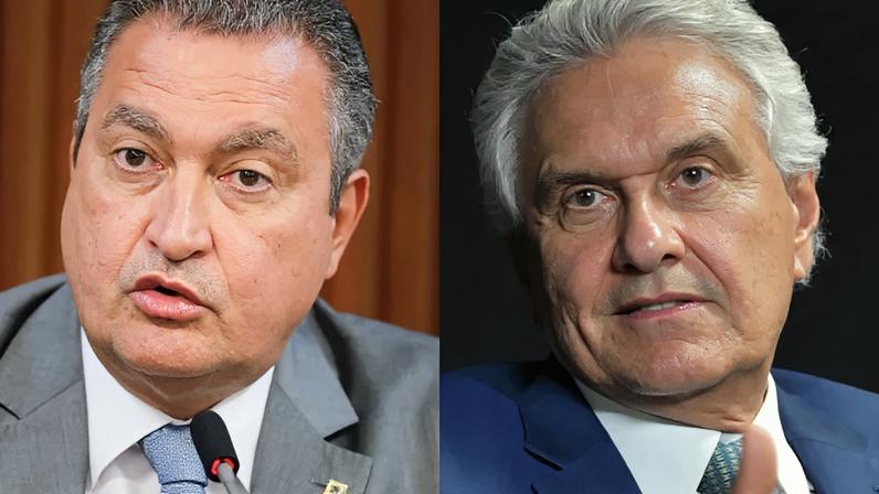 Na imagem, Rui Costa (esq.), ministro da Casa Civil, e Ronaldo Caiado (PSD), pré-candidato à Presidência
