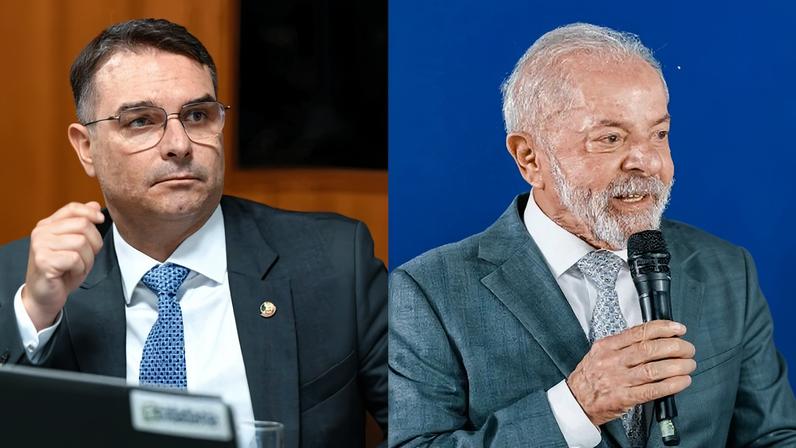 O senador Flávio Bolsonaro e o presidente Lula