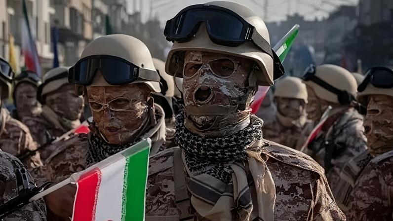 Integrante armado da Guarda Revolucionária Islâmica do Irã observa enquanto aguarda para participar de uma manifestação militar no centro de Teerã