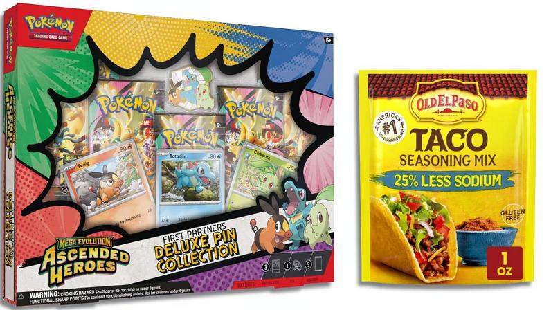 A Pokémon collection box and some taco seasoning.