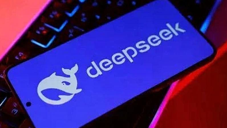 Ilustração com a logo da Deepseek