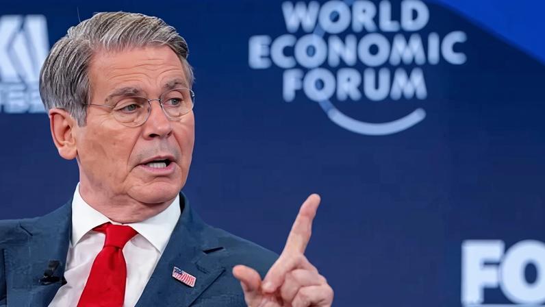 Secretário do Tesouro dos EUA, Scott Bessent, na 56ª reunião anual do Fórum Econômico Mundial (WEF) em Davos, Suíça, em 20 de janeiro de 2026
