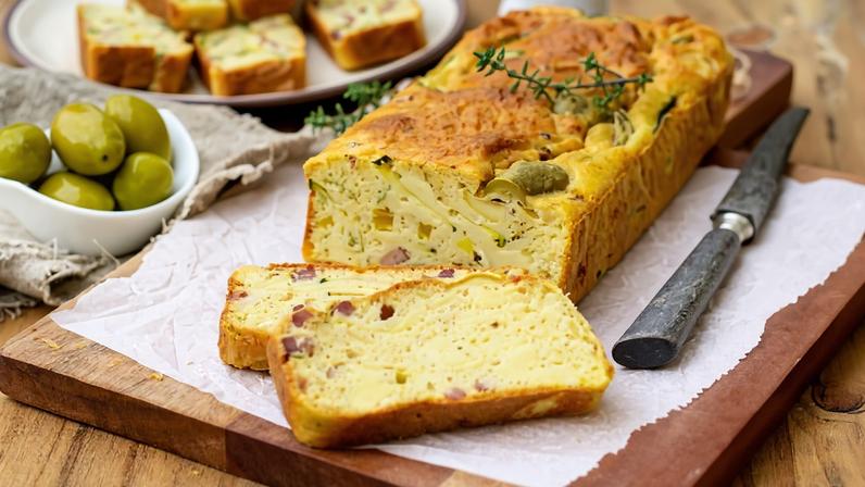 Torta de liquidificador com azeitona e legumes