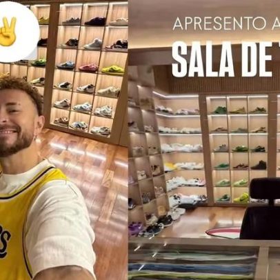 Fred Bruno mostra sala de tênis com 222 pares na coleção