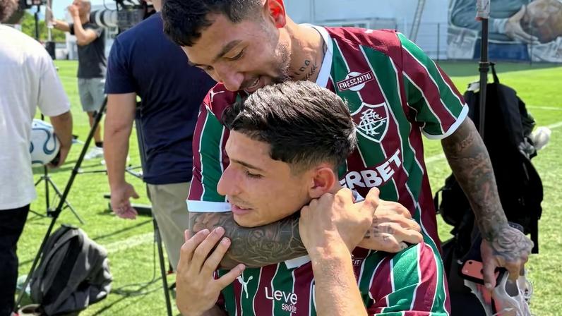 Savarino e Lucho Acosta formam a dupla "SavaLucho" no Fluminense — Foto: Jéssica Maldonado