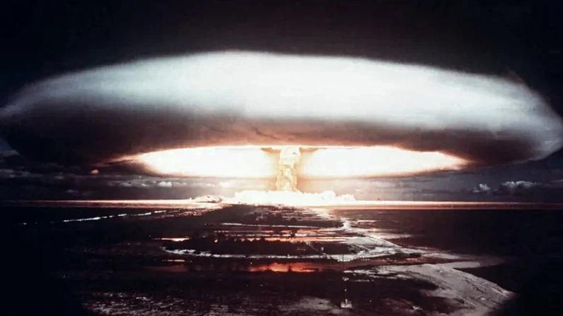 A French nuclear weapons test takes place in Mururoa atoll, French Polynesia, in 1971.