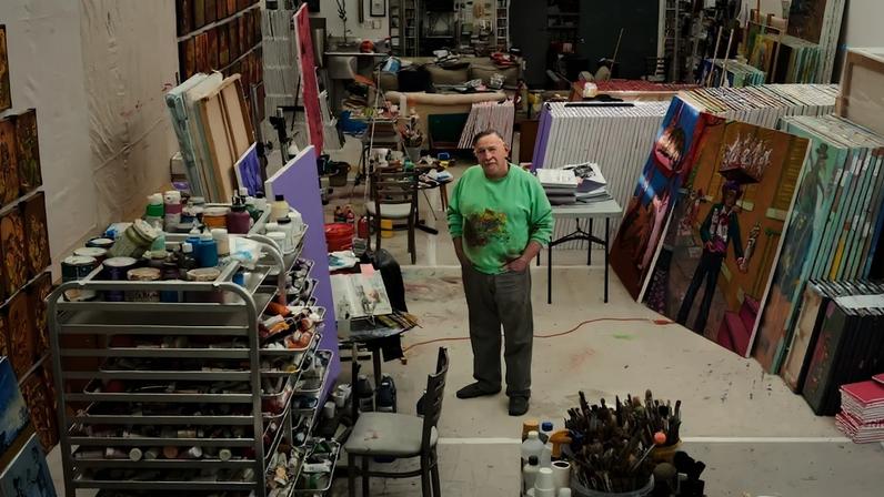 Archie Rand in his Brooklyn Studio.