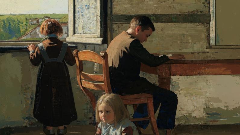 Lesser Ury, *Interior with Children (the Siblings)* (1883)