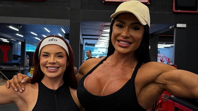 Gkay e Gracyanne Barbosa treinando juntas na academia